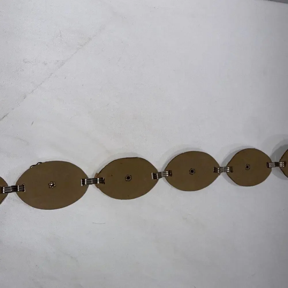 Vintage Y2K Silver Tone Stamped Metal‎ Boho Western Rodeo Concho Style Belt